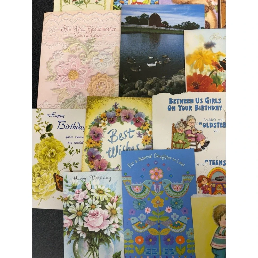Vintage Birthday Cards Some Fronts ONLY Scrapbooking Crafts Decoupage Lot of 50+